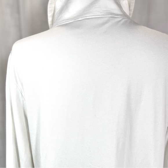 Soft Surroundings Embroidered Long Full Zip Soft White Jacket and Pockets Size L - Picture 10 of 14